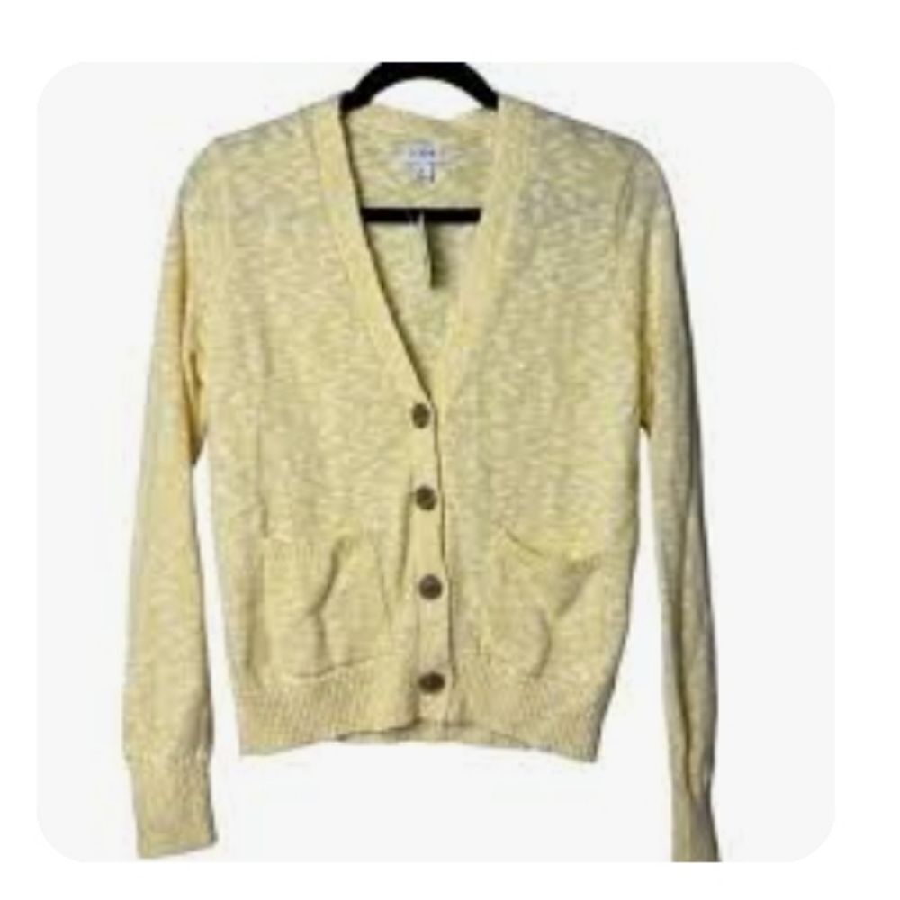 J.Crew Yellow Marled Button Front Cardigan Sweater | Size Small